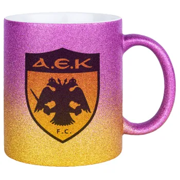 ΑΕΚ, Κούπα Χρυσή/Ροζ Glitter, κεραμική, 330ml