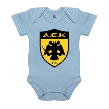 ΑΕΚ, Βρεφικό φορμάκι μωρού, 0-18 μηνών, Μπλε, 100% Organic Cotton, κοντομάνικο