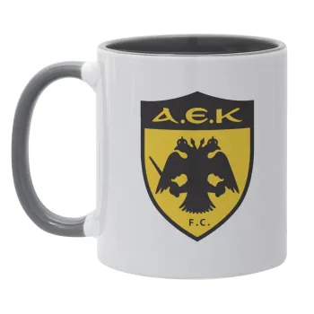 ΑΕΚ, Κούπα χρωματιστή γκρι, κεραμική, 330ml