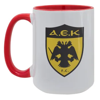 ΑΕΚ, Κούπα Mega 15oz, κεραμική Κόκκινη, 450ml