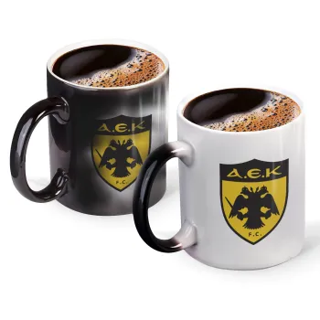 ΑΕΚ, Color changing magic Mug, ceramic, 330ml when adding hot liquid inside, the black colour desappears (1 pcs)
