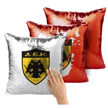ΑΕΚ, Μαξιλάρι καναπέ Μαγικό Κόκκινο με πούλιες 40x40cm περιέχεται το γέμισμα