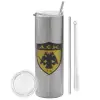 Tumbler stainless steel Silver 600ml, with metal straw & cleaning brush