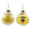 Transparent Christmas tree ball ornament with gold filling 8cm