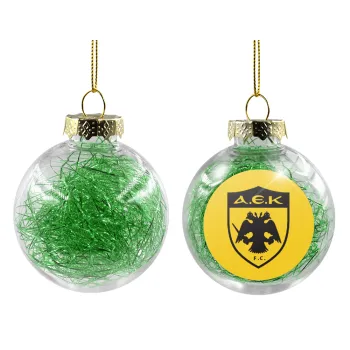 ΑΕΚ, Transparent Christmas tree ball ornament with green filling 8cm
