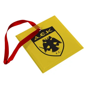 ΑΕΚ, Christmas ornament, glass square ornament 9x9cm