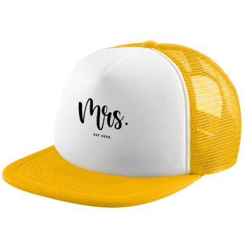 Mr & Mrs (Mrs), Καπέλο Soft Trucker με Δίχτυ Κίτρινο/White 