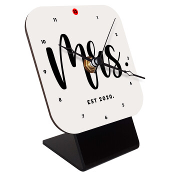 Mr & Mrs (Mrs), Quartz Wooden table clock with hands (10cm)