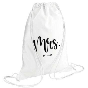 Mr & Mrs (Mrs), Τσάντα πλάτης πουγκί GYMBAG λευκή (28x40cm)