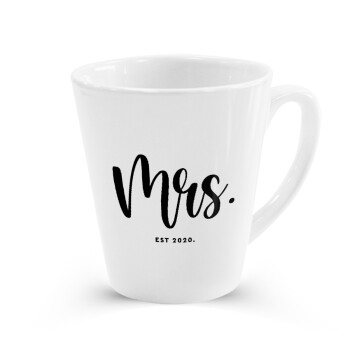 Mr & Mrs (Mrs), Κούπα κωνική Latte Λευκή, κεραμική, 300ml