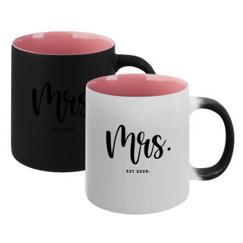 Mr & Mrs (Mrs), Κούπα Μαγική εσωτερικό ΡΟΖ, κεραμική 330ml που αλλάζει χρώμα με το ζεστό ρόφημα (1 τεμάχιο)