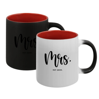 Mr & Mrs (Mrs), Κούπα Μαγική εσωτερικό κόκκινο, κεραμική, 330ml που αλλάζει χρώμα με το ζεστό ρόφημα (1 τεμάχιο)