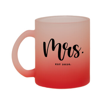 Mr & Mrs (Mrs), Κούπα γυάλινη δίχρωμη με βάση το κόκκινο ματ, 330ml