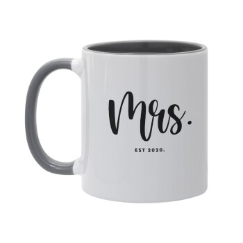 Mr & Mrs (Mrs), Κούπα χρωματιστή γκρι, κεραμική, 330ml