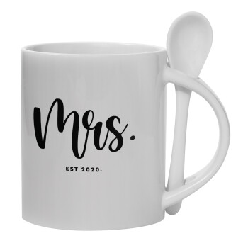 Mr & Mrs (Mrs), Κούπα, κεραμική με κουταλάκι, 330ml (1 τεμάχιο)