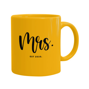 Mr & Mrs (Mrs), Κούπα, κεραμική κίτρινη, 330ml