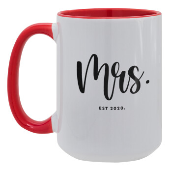 Mr & Mrs (Mrs), Κούπα Mega 15oz, κεραμική Κόκκινη, 450ml