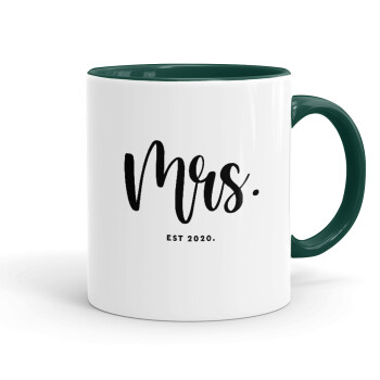Mr & Mrs (Mrs), Κούπα χρωματιστή πράσινη, κεραμική, 330ml