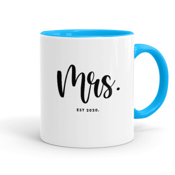 Mr & Mrs (Mrs), Mug colored light blue, ceramic, 330ml