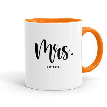 Mr & Mrs (Mrs), Mug colored orange, ceramic, 330ml