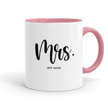 Mr & Mrs (Mrs), Κούπα χρωματιστή ροζ, κεραμική, 330ml