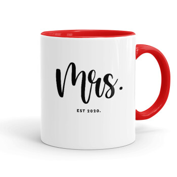 Mr & Mrs (Mrs), Κούπα χρωματιστή κόκκινη, κεραμική, 330ml