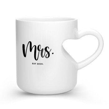 Mr & Mrs (Mrs), Κούπα καρδιά λευκή, κεραμική, 330ml