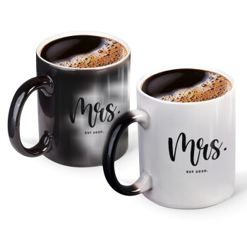 Mr & Mrs (Mrs), Color changing magic Mug, ceramic, 330ml when adding hot liquid inside, the black colour desappears (1 pcs)