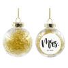 Transparent Christmas tree ball ornament with gold filling 8cm
