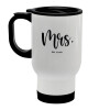 Mr & Mrs (Mrs), Stainless steel travel mug with lid, double wall (warm) white 450ml