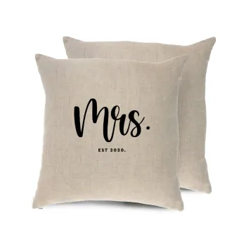 Mr & Mrs (Mrs), Μαξιλάρι καναπέ ΛΙΝΟ 40x40cm περιέχεται το  γέμισμα