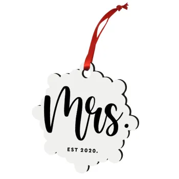 Mr & Mrs (Mrs), Στολίδι Χριστουγεννιάτικο στολίδι snowflake ξύλινο 7.5cm