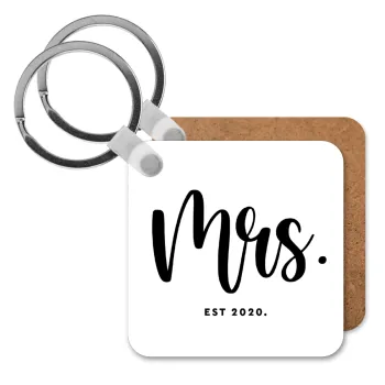 Mr & Mrs (Mrs), Μπρελόκ Ξύλινο τετράγωνο MDF