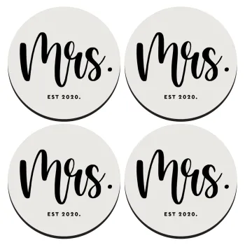 Mr & Mrs (Mrs), ΣΕΤ 4 Σουβέρ ξύλινα στρογγυλά (9cm)