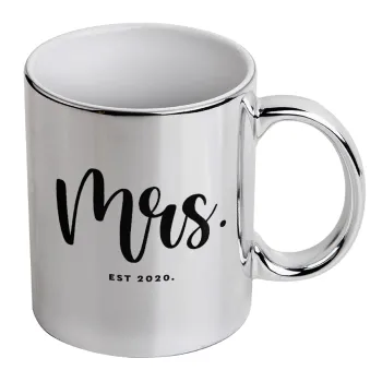 Mr & Mrs (Mrs), Mug ceramic, silver mirror, 330ml