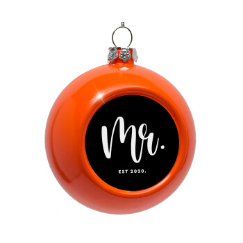 Mr & Mrs (Mr), Orange Christmas tree ornament bauble 8cm