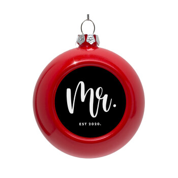 Mr & Mrs (Mr), Red Christmas tree ornament bauble 8cm