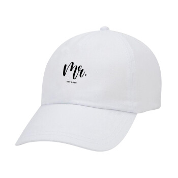 Mr & Mrs (Mr), Καπέλο Baseball Λευκό (5-φύλλο, unisex)