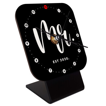 Mr & Mrs (Mr), Επιτραπέζιο ρολόι ξύλινο με δείκτες (10cm)