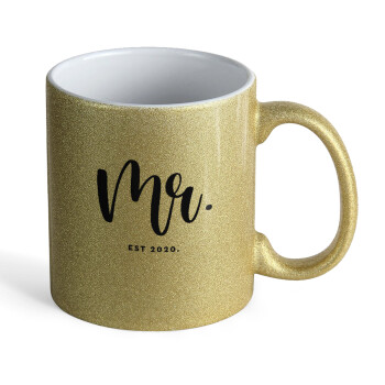 Mr & Mrs (Mr), Κούπα Χρυσή Glitter που γυαλίζει, κεραμική, 330ml