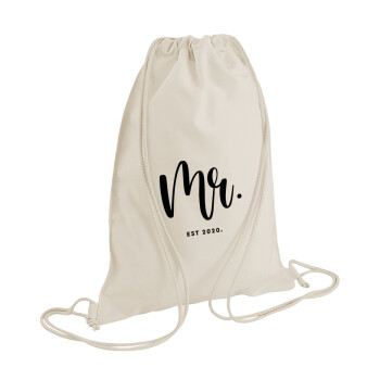 Mr & Mrs (Mr), Τσάντα πλάτης πουγκί GYMBAG natural (28x40cm)