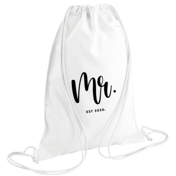 Mr & Mrs (Mr), Backpack pouch GYMBAG white (28x40cm)
