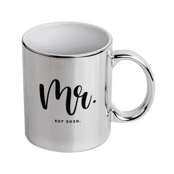 Mr & Mrs (Mr), Mug ceramic, silver mirror, 330ml