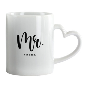Mr & Mrs (Mr), Mug heart handle, ceramic, 330ml