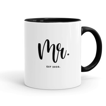 Mr & Mrs (Mr), Κούπα χρωματιστή μαύρη, κεραμική, 330ml