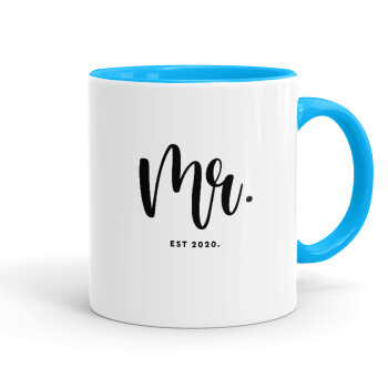 Mr & Mrs (Mr), Mug colored light blue, ceramic, 330ml
