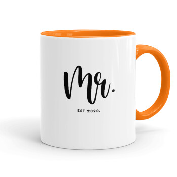 Mr & Mrs (Mr), Κούπα χρωματιστή πορτοκαλί, κεραμική, 330ml