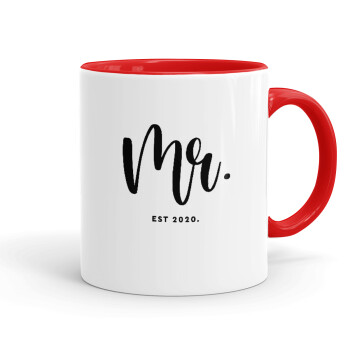 Mr & Mrs (Mr), Κούπα χρωματιστή κόκκινη, κεραμική, 330ml