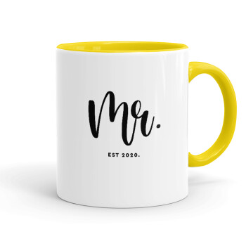 Mr & Mrs (Mr), Κούπα χρωματιστή κίτρινη, κεραμική, 330ml