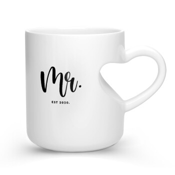 Mr & Mrs (Mr), Κούπα καρδιά λευκή, κεραμική, 330ml